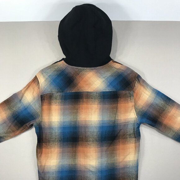Valor Collective Shirt Men's Large Blue Plaid Hooded Flannel Long Sleeve Button - Picture 6 of 13